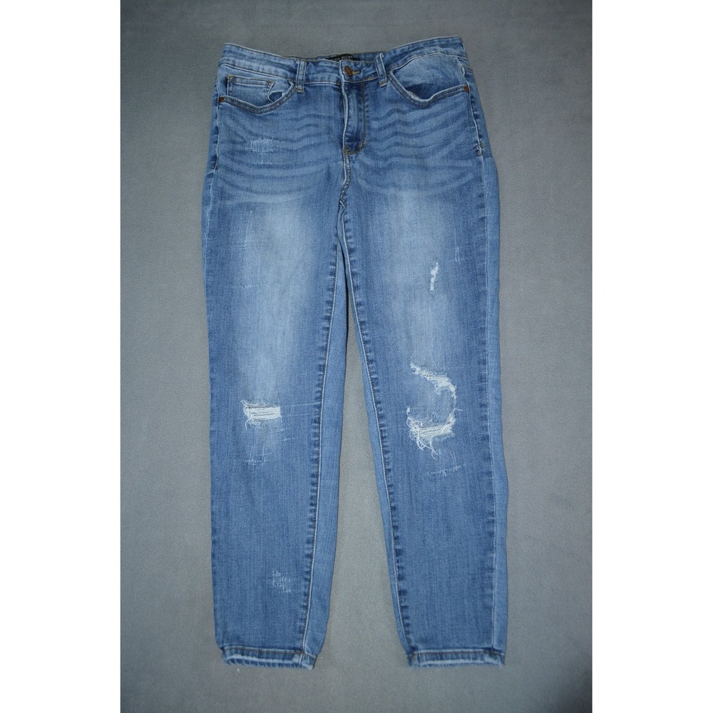Judy Blue Relaxed Farrah Jeans Womens 32 Blue Mid Rise Distressed Relaxed Fit